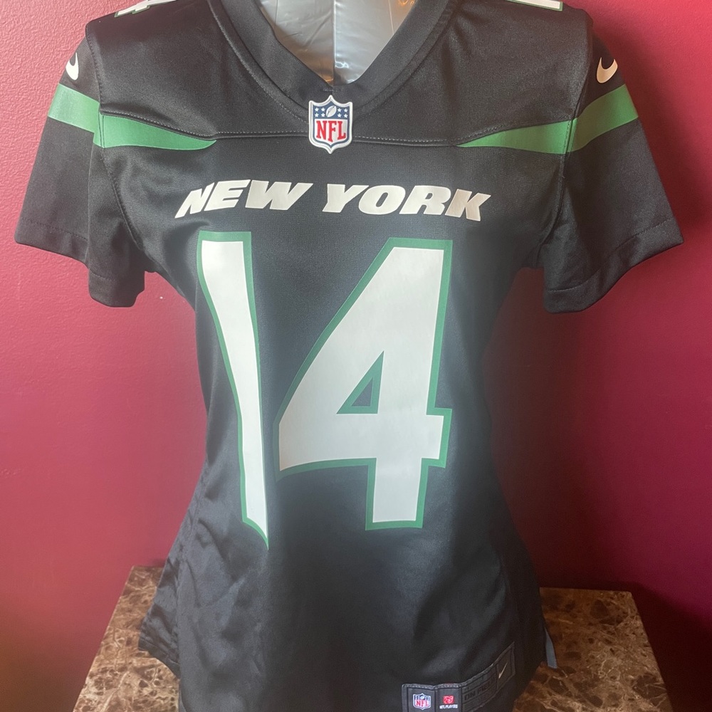 NY Jets S Women’s Black NFL & Nike On Field Darnold #14 Jersey White & Green Det